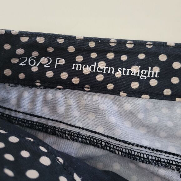 LOFT Ann Taylor Modern Straight Fit Black Polka Dot Jeans - Picture 5 of 14